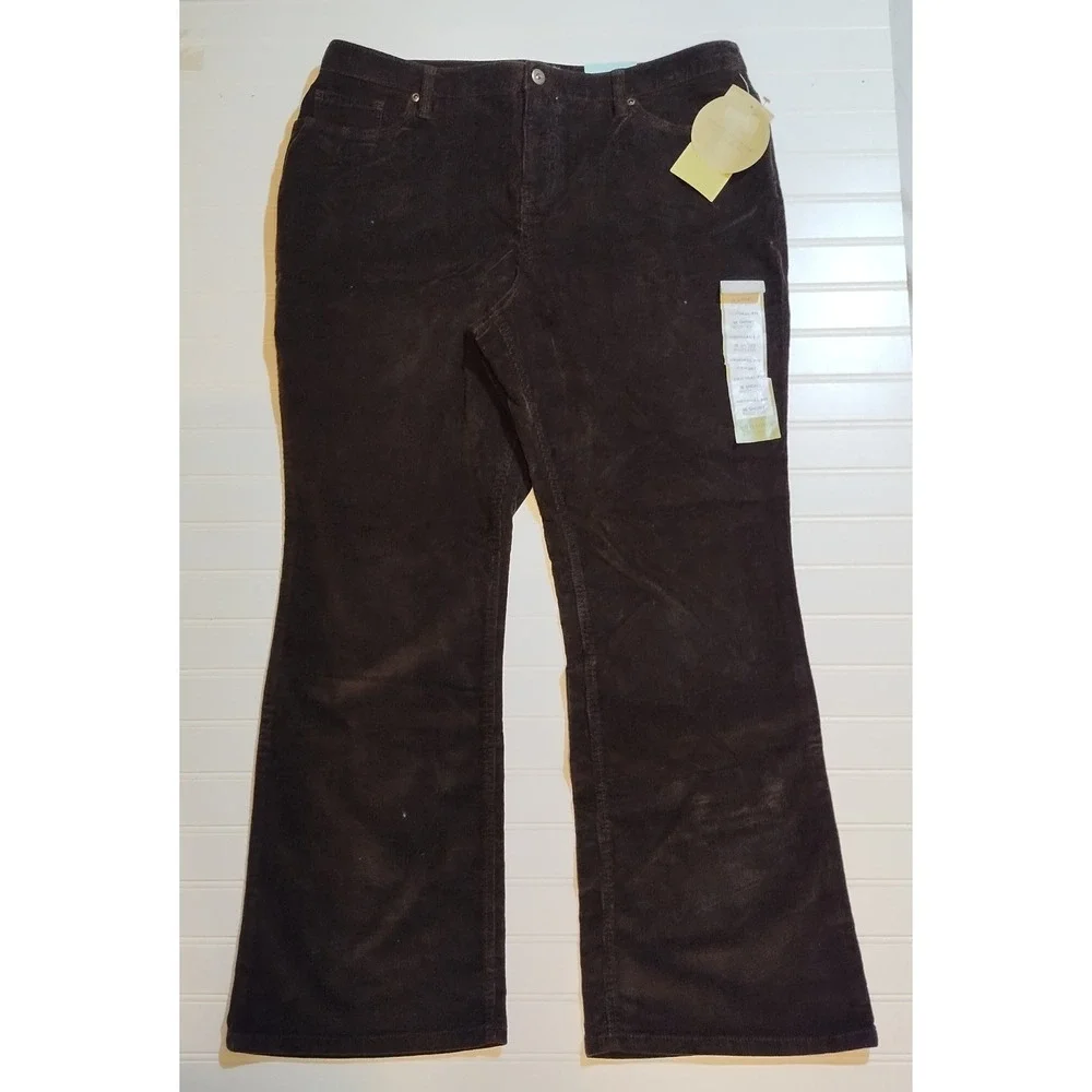 Sonoma Womens Brown Corduroy Pants‎ 16 S Bootcut Earthy Dark Academia Preppy NWT